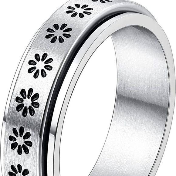 FIBO STEEL Stainless Steel Spinner Ring for Women Men Fidget Band Rings - Picture 1 of 4